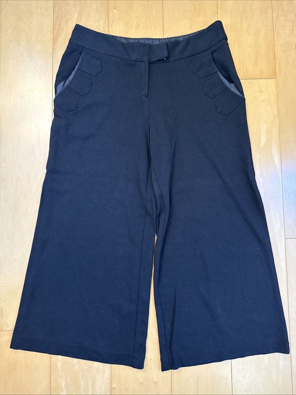 WIDE LEG CULOTTES Kenar Black Dress Pants Women’s Size 4 Rayon Blend With Pocket